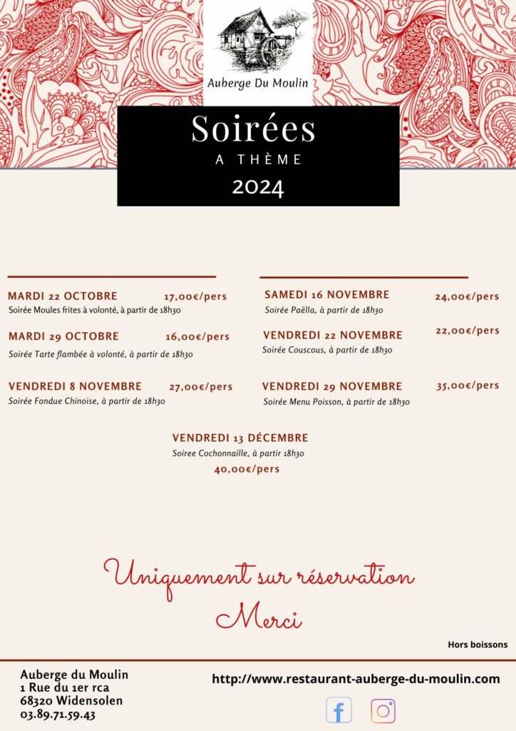 Soirées à thèmes 2024